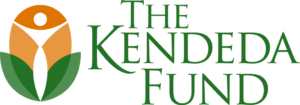 Logo of The Kendeda Fund featuring an abstract human figure in white, surrounded by an orange circle and green leaves, with the text "The Kendeda Fund" in green on the right.
