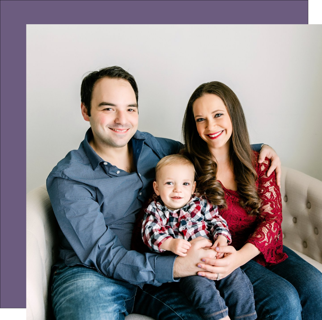 Safe and Stable Families volunteer Raquel Saltzman and her husband and child.