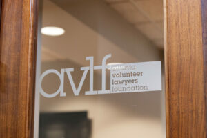 Glass door with the logo 