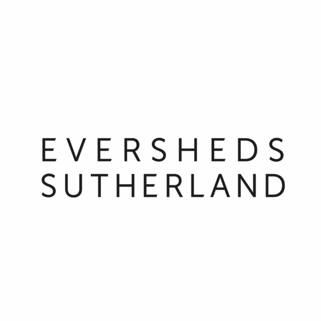 The image displays the words "EVERSHEDS SUTHERLAND" in uppercase black letters on a plain white background.