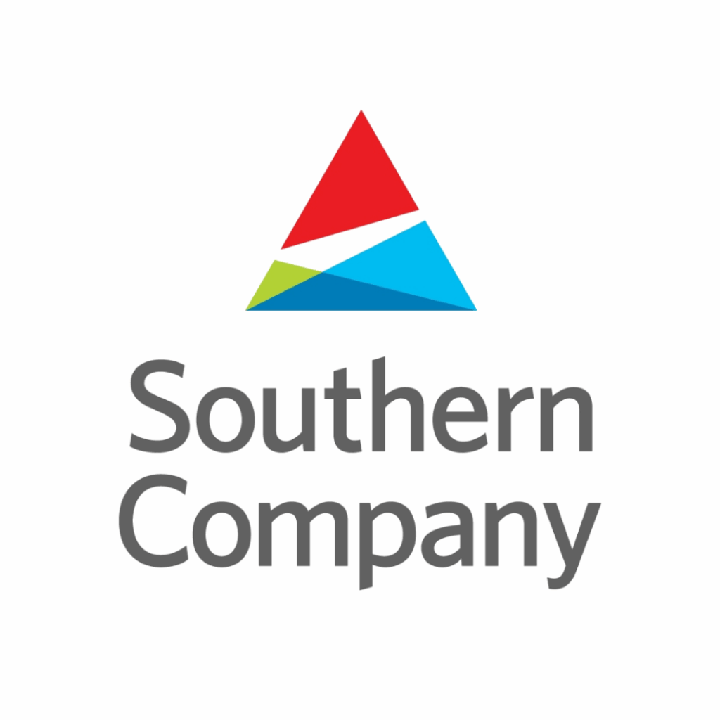 Southern Company logo featuring a geometric triangle made of red, blue, and green shapes above the gray text "Southern Company" on a white background.