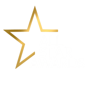A gold outlined star next to the words "ALL STAR AWARDS" in bold white letters on a light gray background.